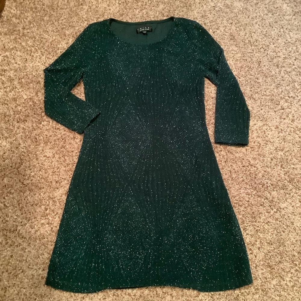 Trixxi size small sparkly green sweater dress perfect for holidays!